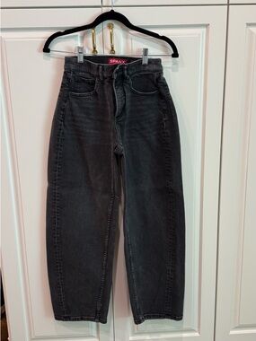 SPANX High-Rise Washed Black Straight-Leg Jeans
